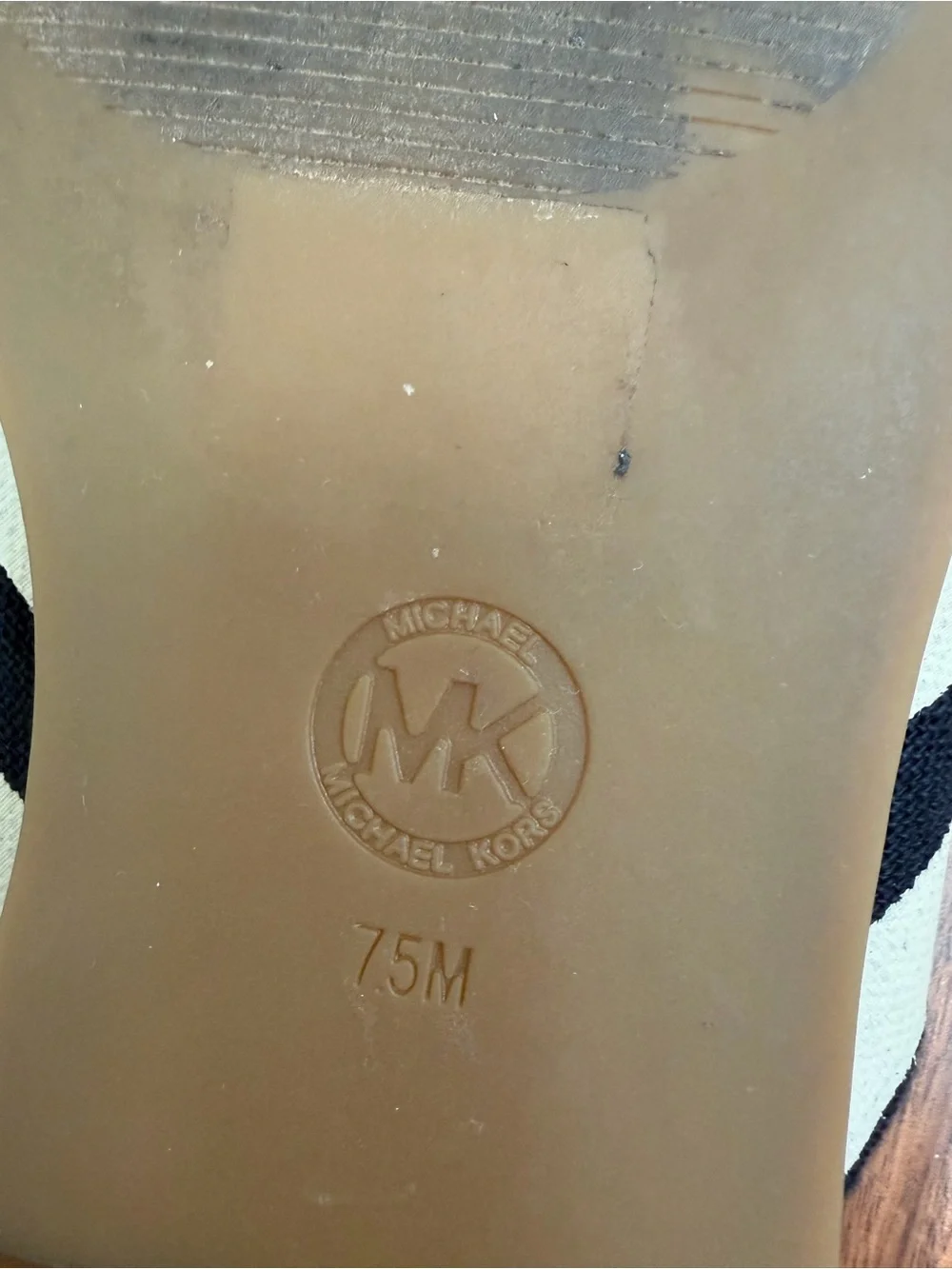 Michael Kors Navy and Cream Striped Knot Slide Sandals
